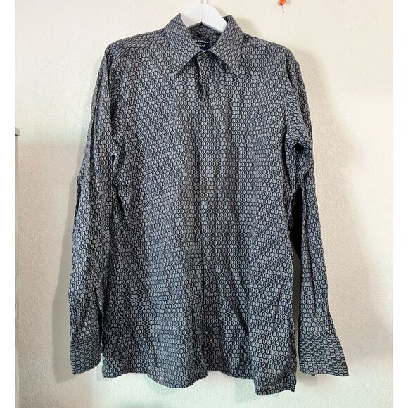 Vintage Givenchy For Chesa Mens Long Sleeve Button-Up Shirt XXL Geometric Cotton - Picture 1 of 9